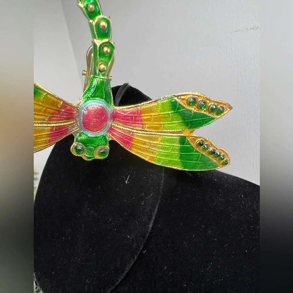 Vintage Chinese Cloisonné Enamel Articulated Dragonfly Pendant/Ornament